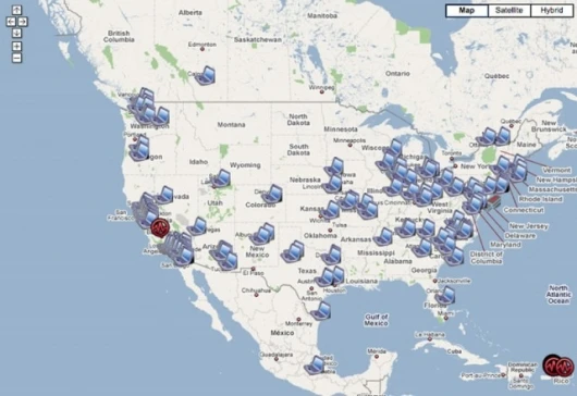 QCN network map of the United States
