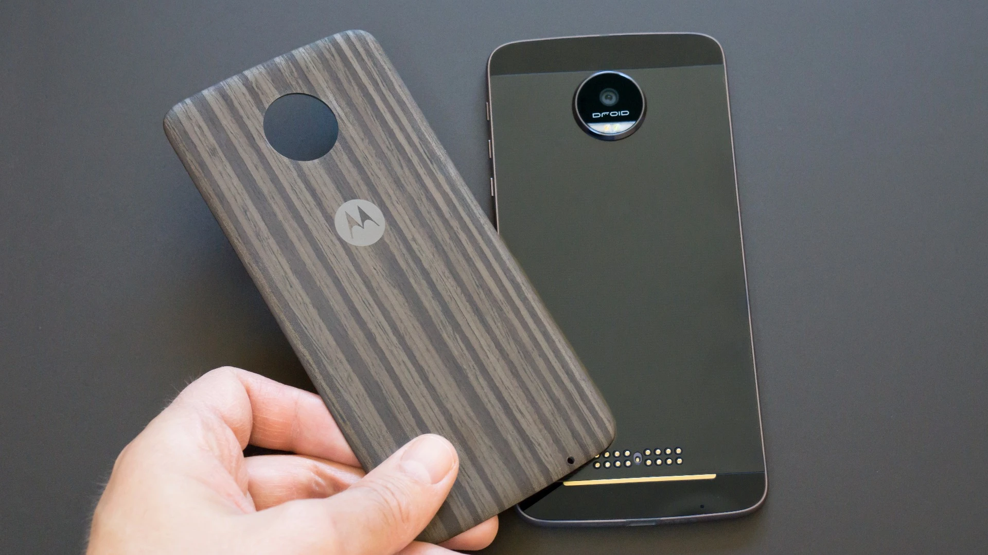 Putting on a Moto Mod is as easy as holding it near the back of the phone and letting magnetism do its thing