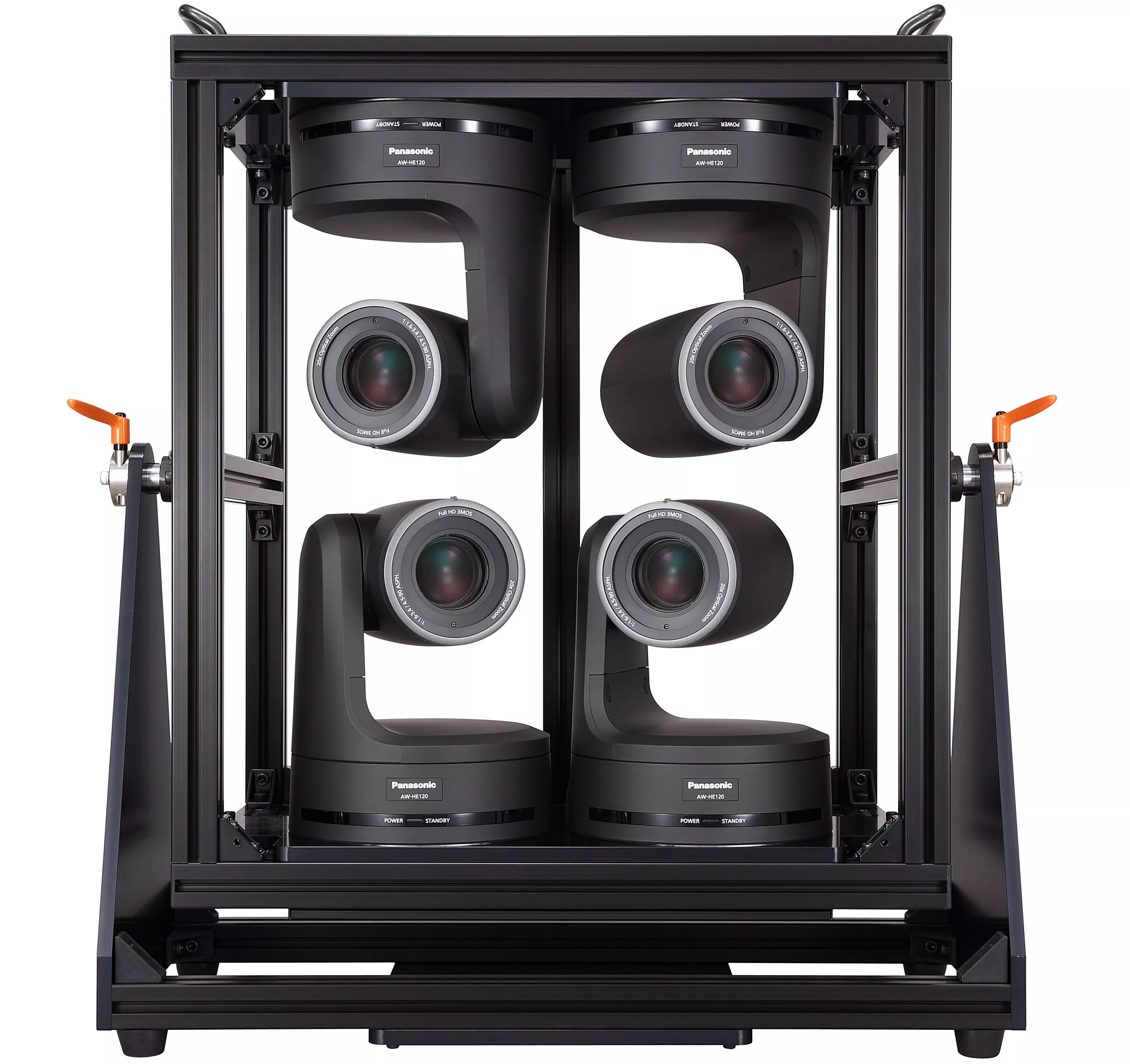 Software is used to “seamlessly” stitch the four cameras’ shots together in real time, side-by-side, to form one really wide picture