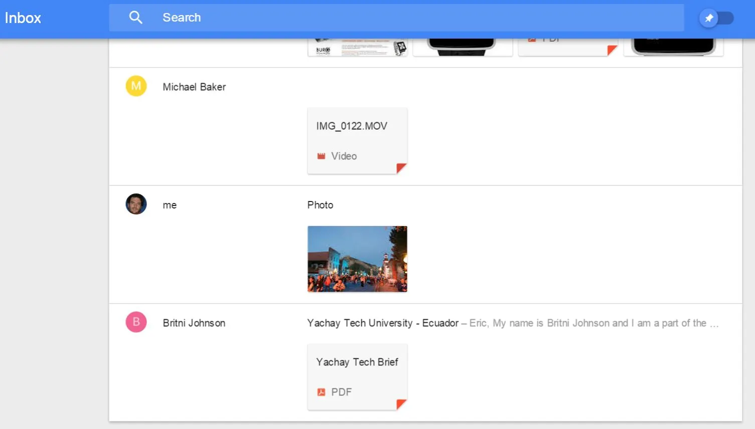 Highlights and attachments from individual messages are surfaced in your inbox