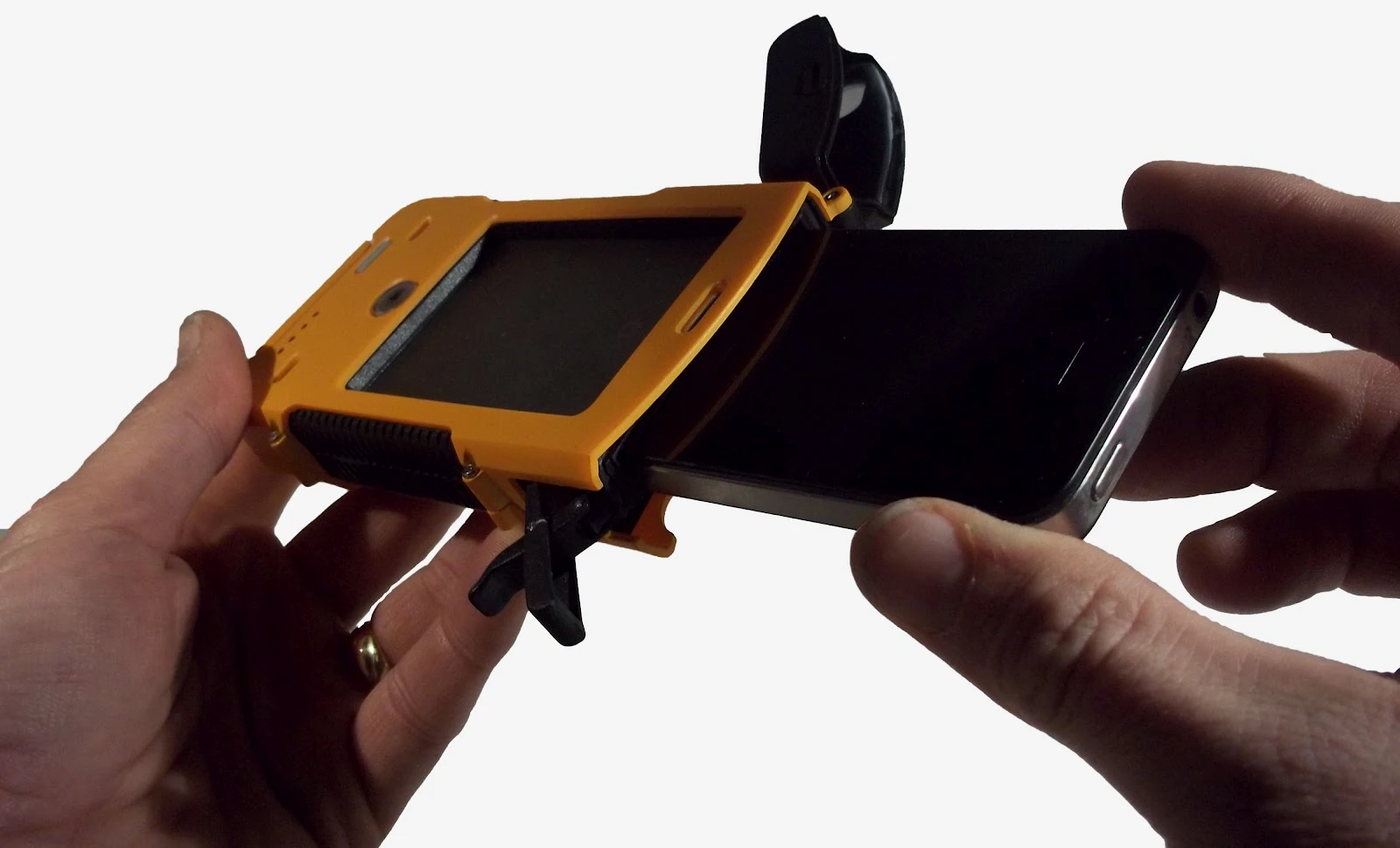 The AQUA TEK S case loads an iPhone 4 or 4S from the top