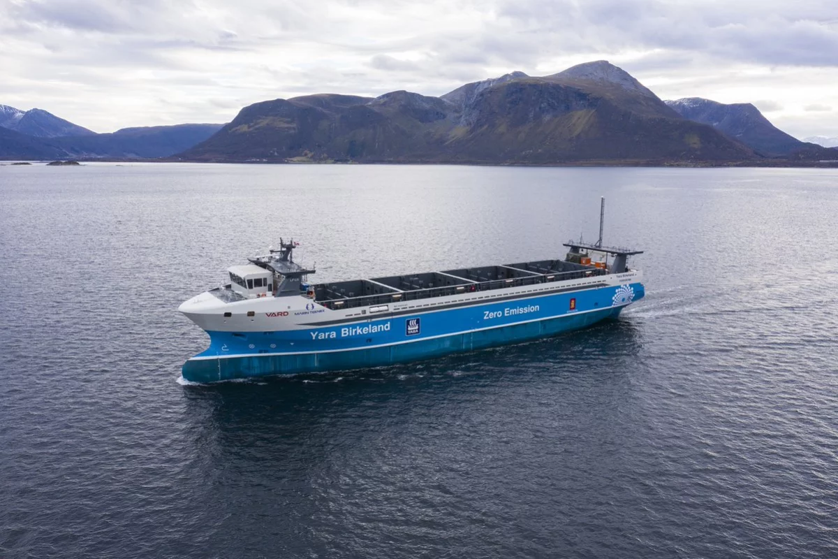 The Yara Birkeland en route to Norway