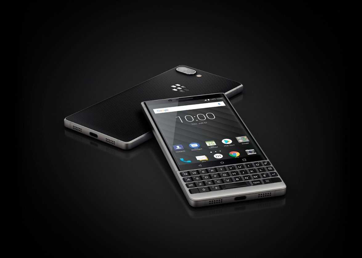 With a 4.5-inch LCD screen, the BlackBerry Key2 is available with black or silver trim