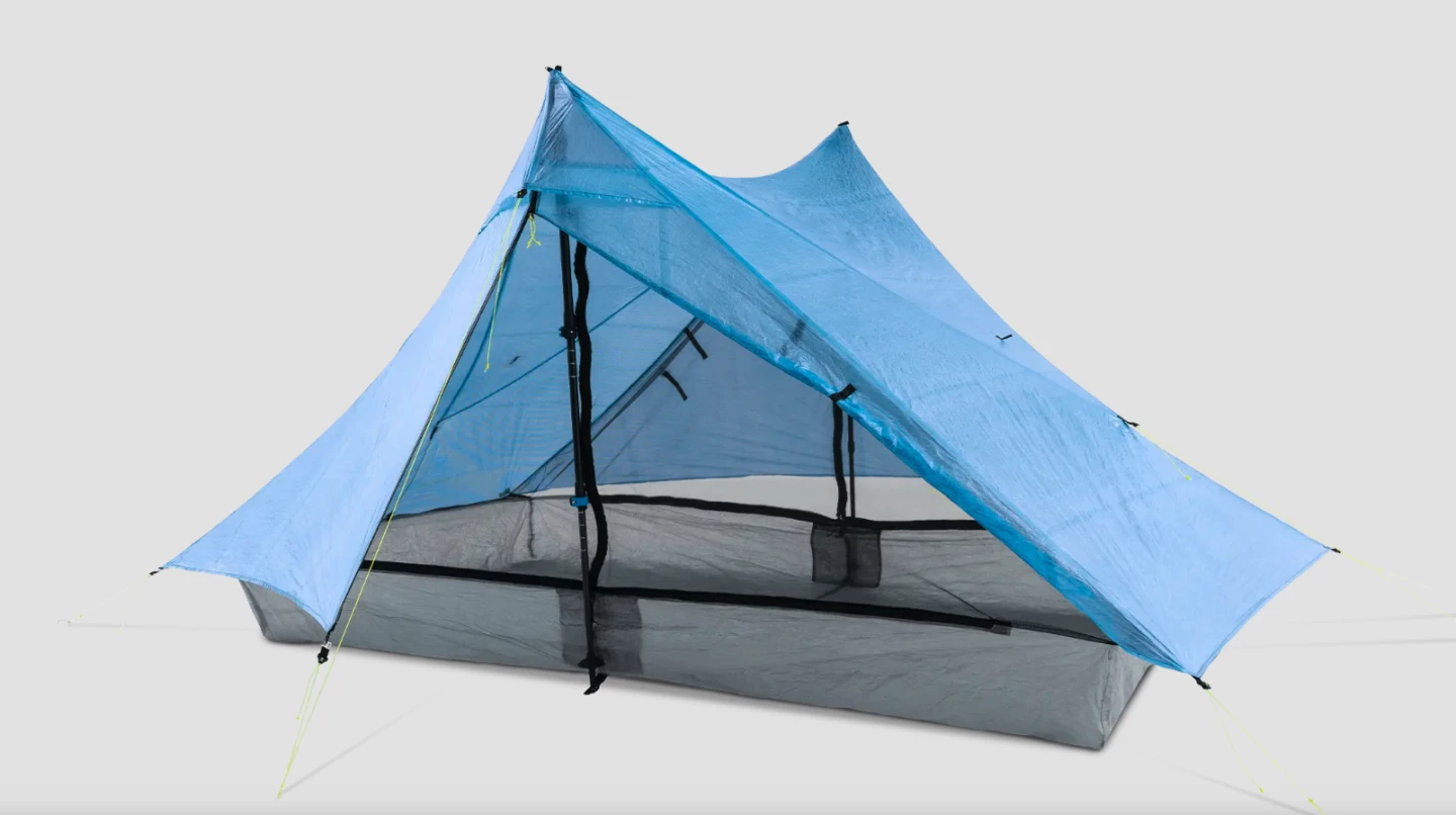 The Duplex Pro is designed to pitch with two 48-in hiking poles, saving the weight of a dedicated pole system for lighter backpacking