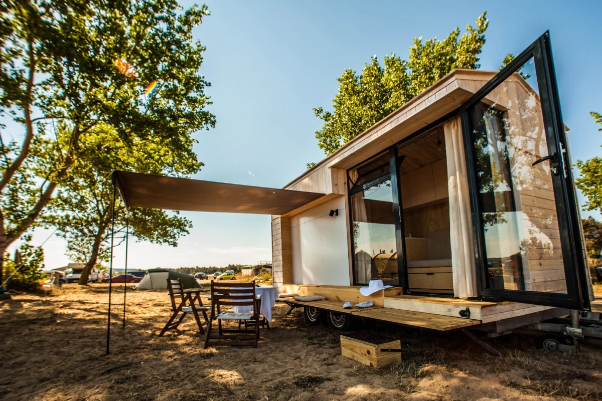 Inside, there's just 9 sq m (96 sq ft) available, so space is obviously tight