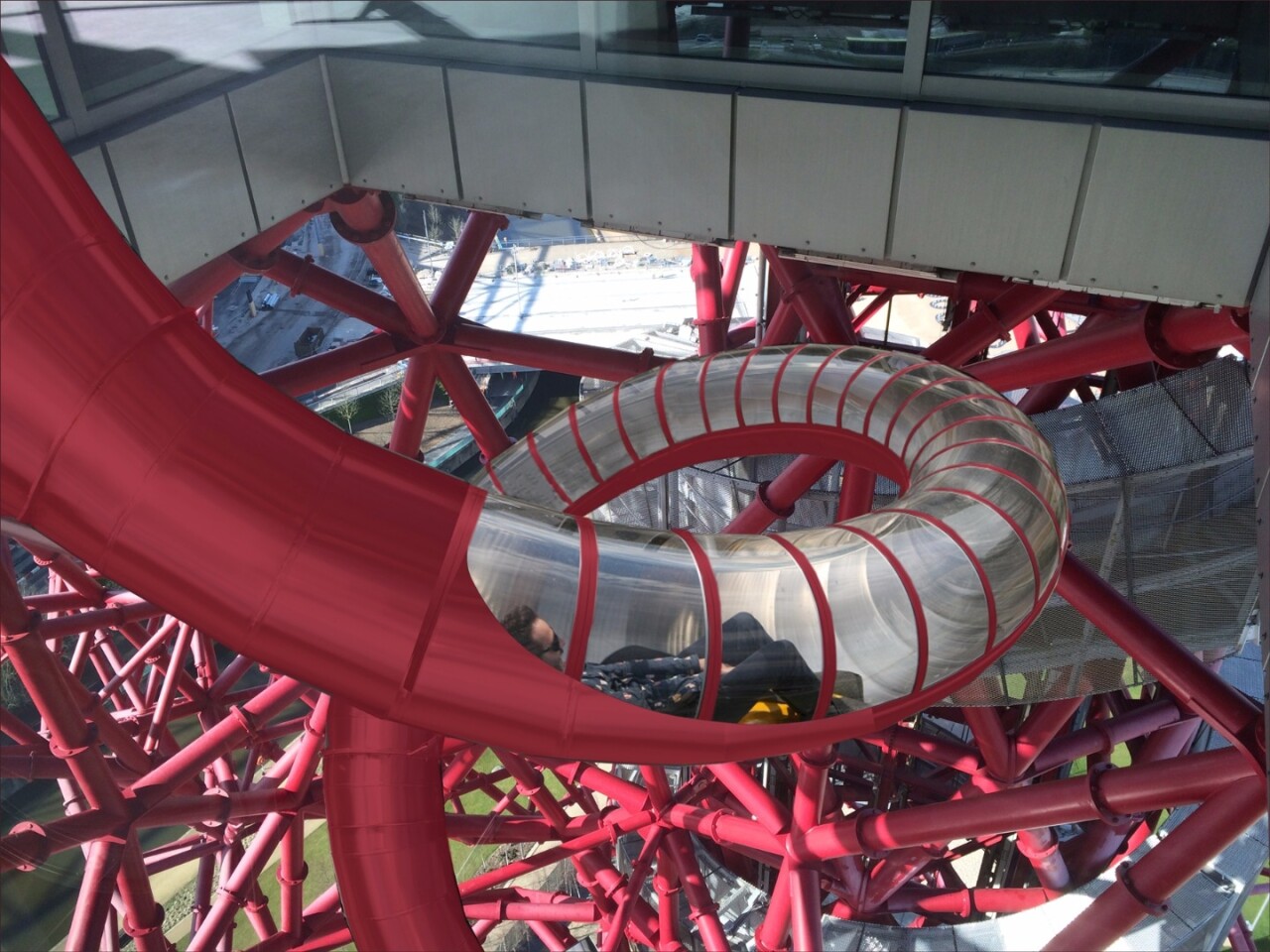 On the way down, there will be dark sections, as well as points where it will be possible for riders to see out of transparent polycarbonate windows