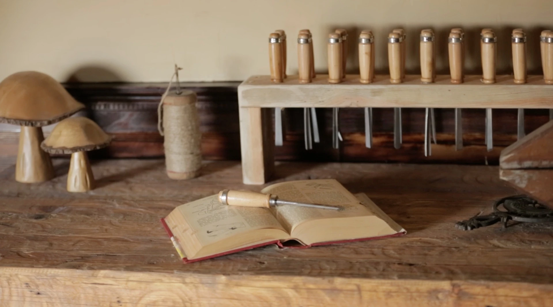 Tools on the woodworking bench