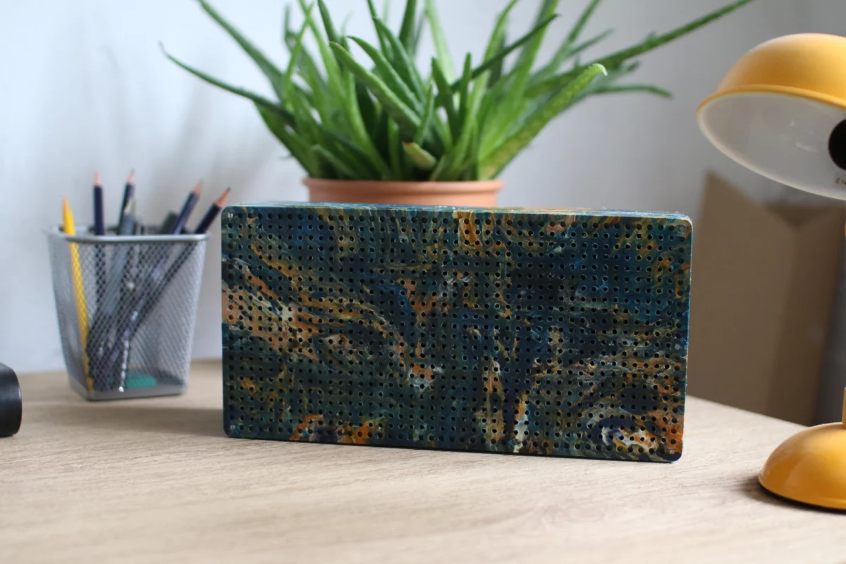 The Gomi speaker is made using plastic waste that is not accepted for recycling by UK municipalities