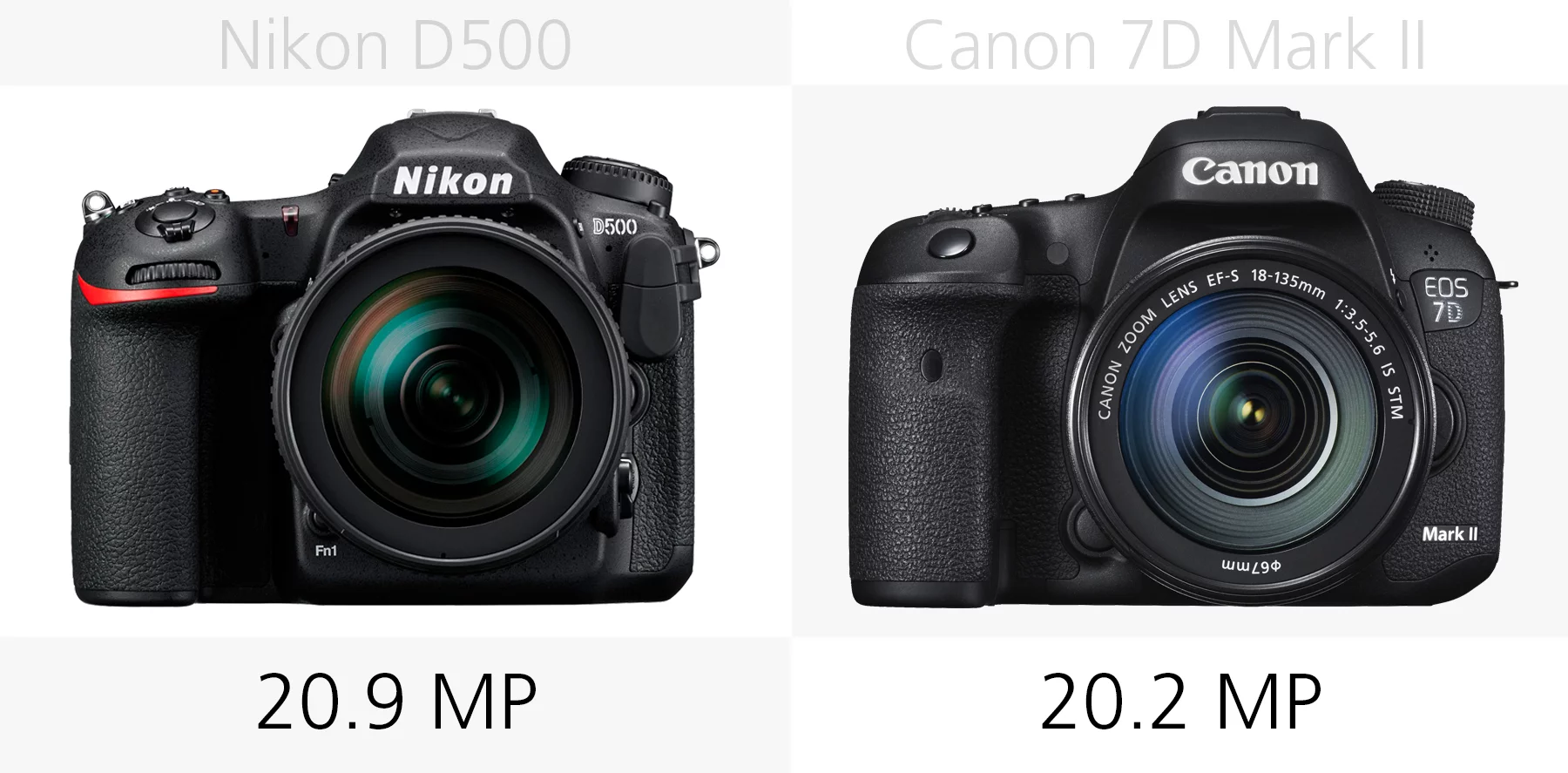 Megapixel count comparison of the Nikon D500 and Canon 7D Mark II