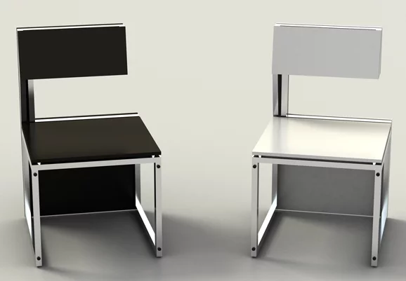 Sensei comprises two chairs -- one black, one white -- which can be converted into a coffee table by the simple process of turning and slotting