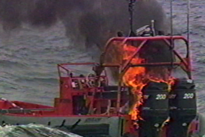 ONR successfully disables a small target vessel using a solid-state, high-energy laser (US Navy Photo)