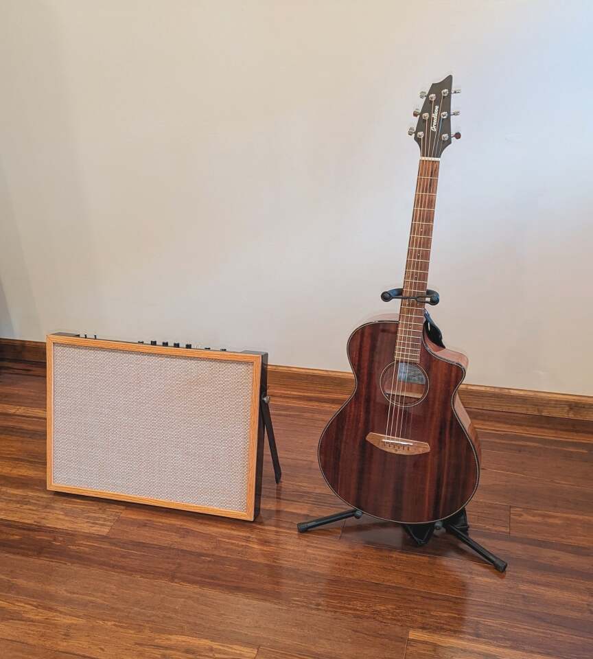 The Model 22: half the size of the Model 20 and much lighter, but louder, more powerful and with a built-in 350 W power amp, plus preamp and cab sound modelling in addition to FRFR speaker capability