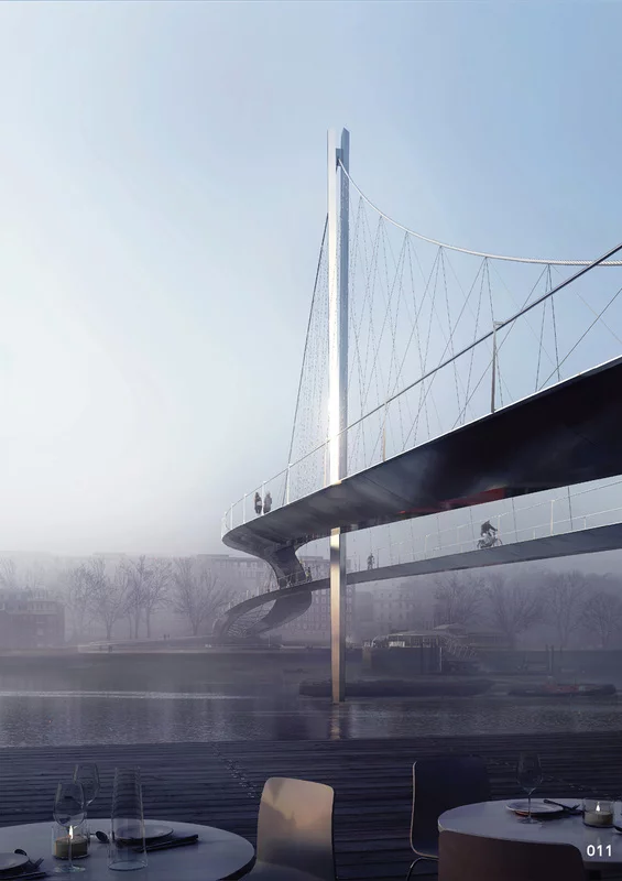An intertwined design with separate cycle and footpaths (Image: NEP Bridge Competition)