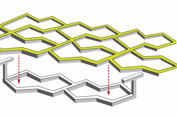 T-shaped posts allow layers of a scaffold for growing heart tissue to join together like Velcro