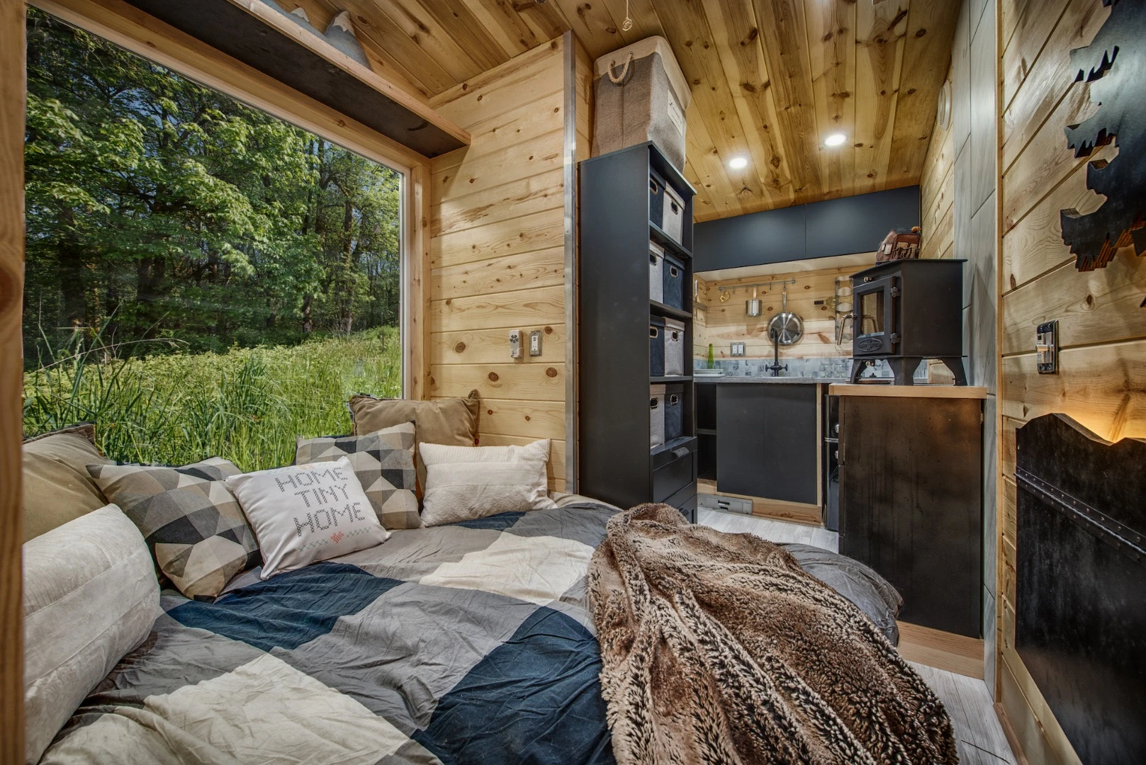 The Acorn's living room includes a sofa bed