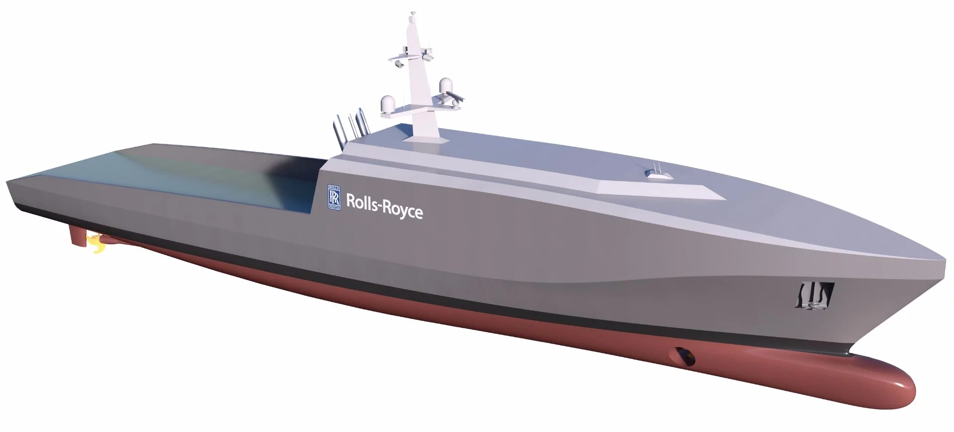 The hull of the Rolls-Royce autonomous naval vessel concept