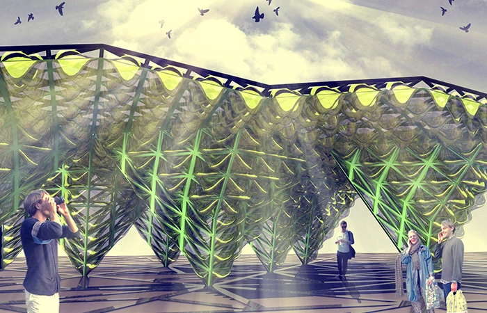 The larger bio-digital urban algae canopy planned for Expo Milan 2015.