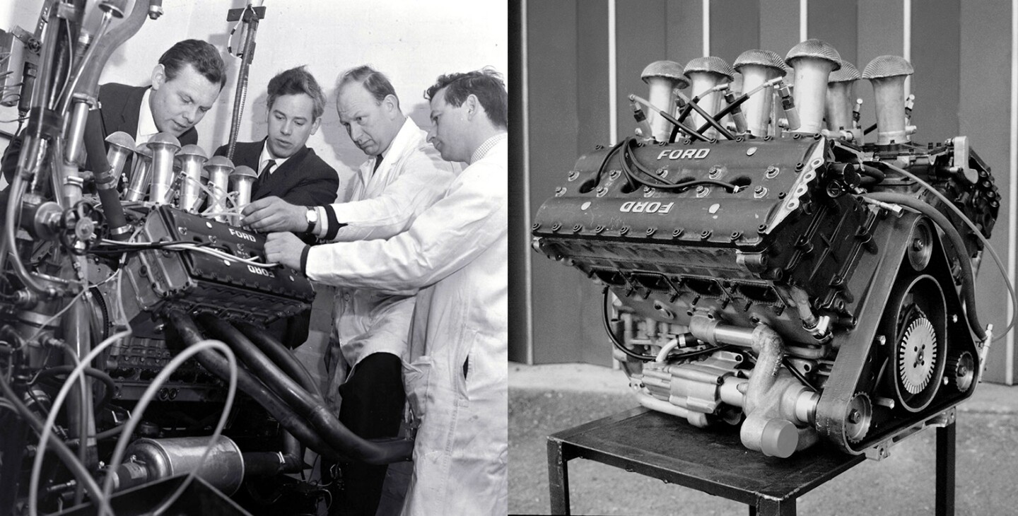 Cosworth has a history building successful V8 engines, with most of the company's 176 F1 wins achieved using the Duckworth-designed DFV (Double Four Valve) engine which won on debut in a Lotus (driven by Jim Clark) at the 1967 Dutch Grand Prix, and stayed in the winner's circle for 16 years, taking it's last race win in the 1983 United States Grand Prix in the Tyrell of Michelle Alboreto. Along the way it also powered Matra, Cooper, McLaren, Brabham, March and Surtees F1 cars and dozens of the greats won Grands Prix with a Cosworth engine.
