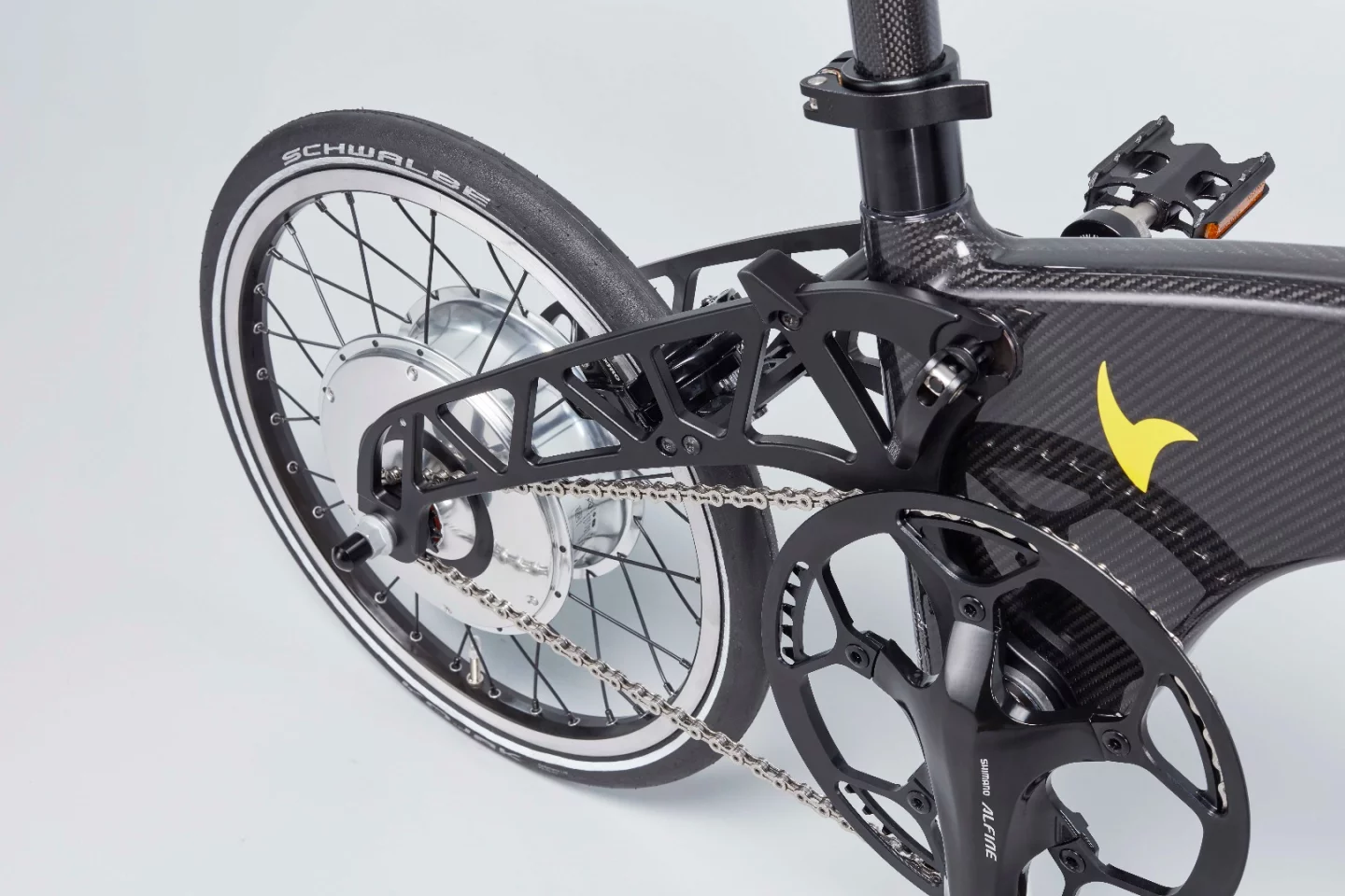A look at the rear hub drive on the Prodrive Hummingbird Electric
