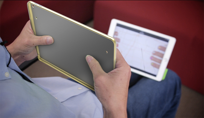 The HandyCase features Bluetooth wireless to communicate with one or more devices