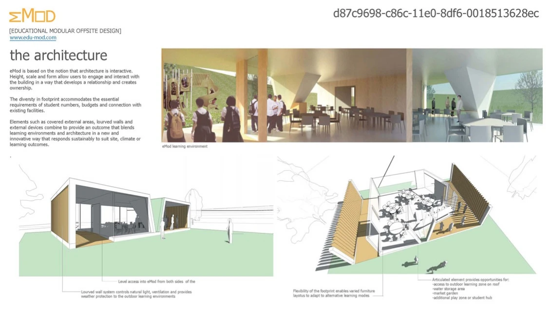 The eMOD building solution adapts to specific requirements such as site, climate and learning outcomes