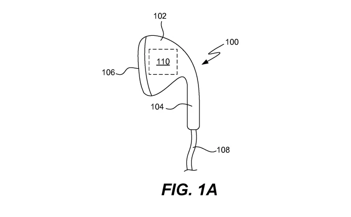 A diagram of the potential earbuds from Apple's patent