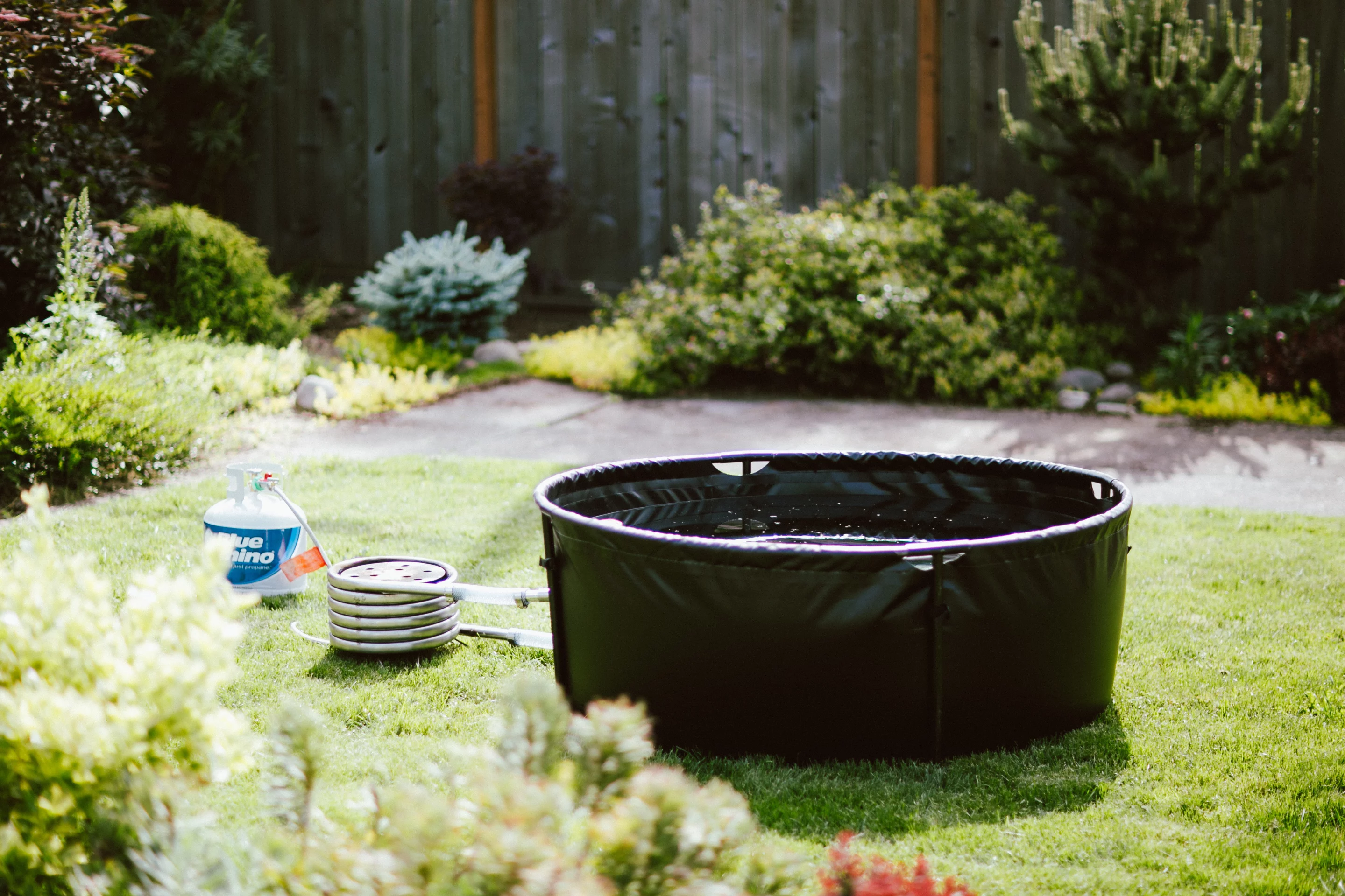 The Nomad hot tub, pictured in black