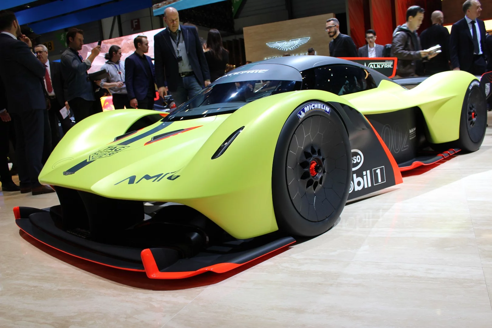 Here the powerful front aero wings and the car's very low profile are easily noted in proportion on the Aston Martin Valkyrie AMR Pro