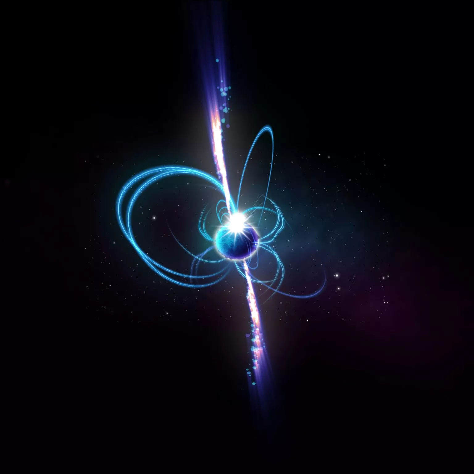 An artist's impression of a magnetar, which is the leading candidate for the strange new radio signals