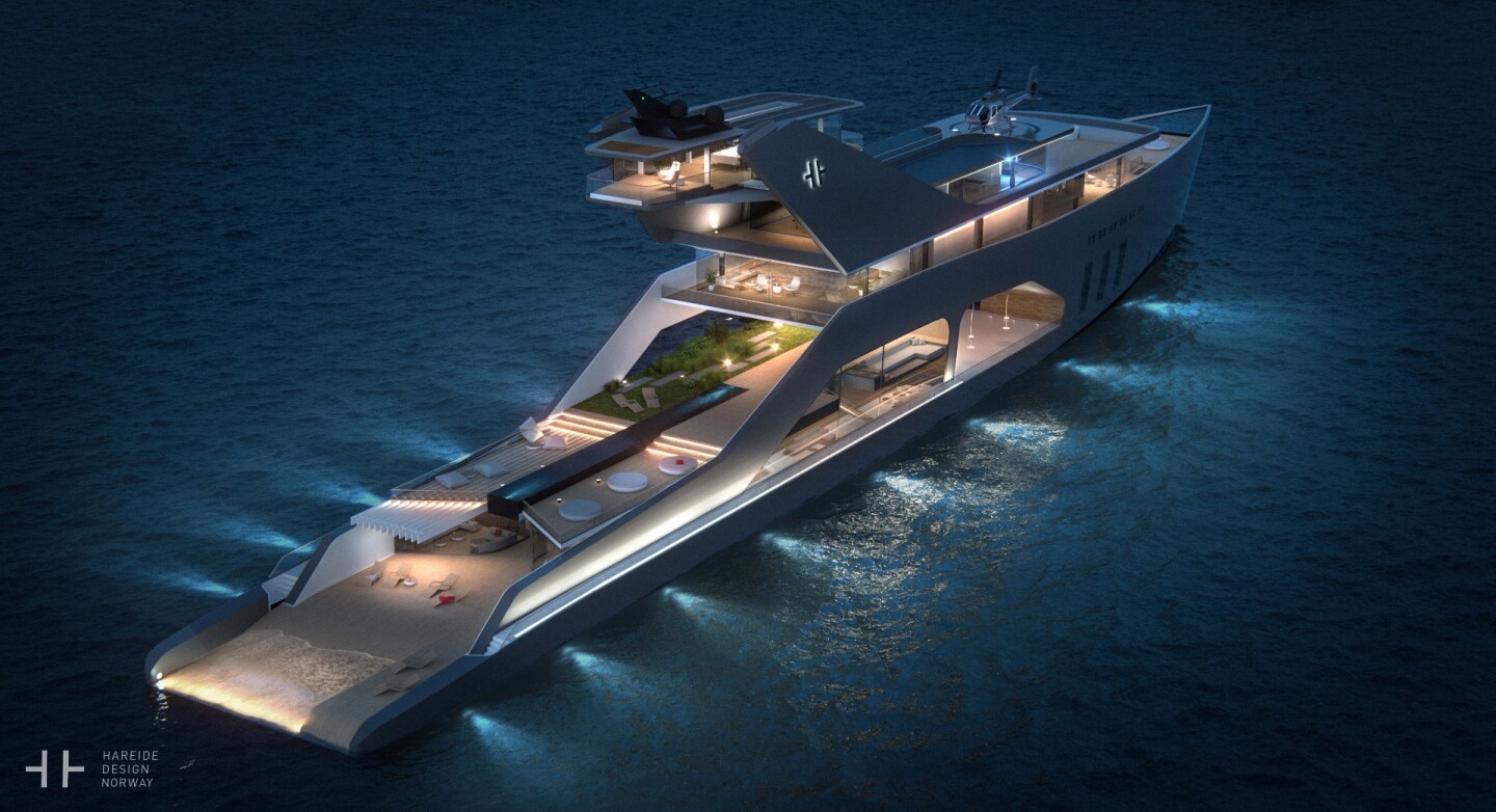 The boat is more impressive when it's lit up