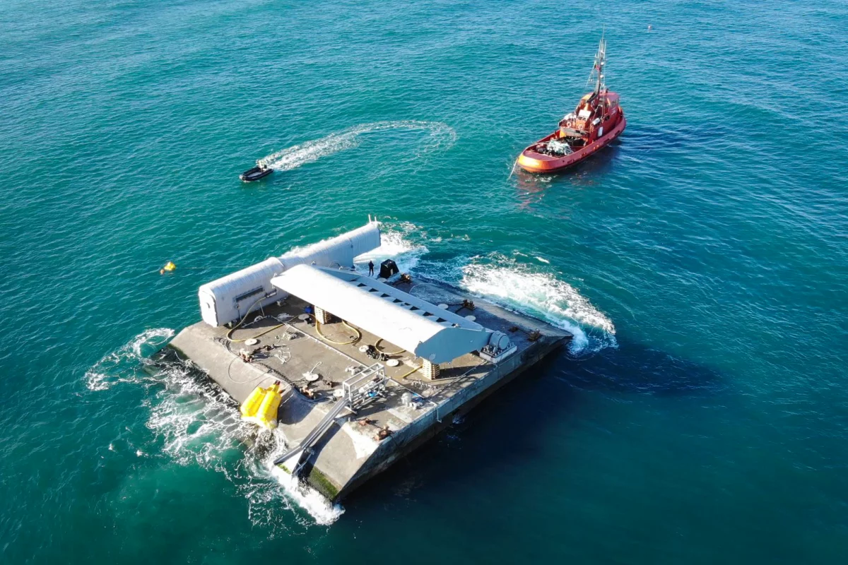 A 350-kW Waveroller prototype en route to installation off Portugal in 2019