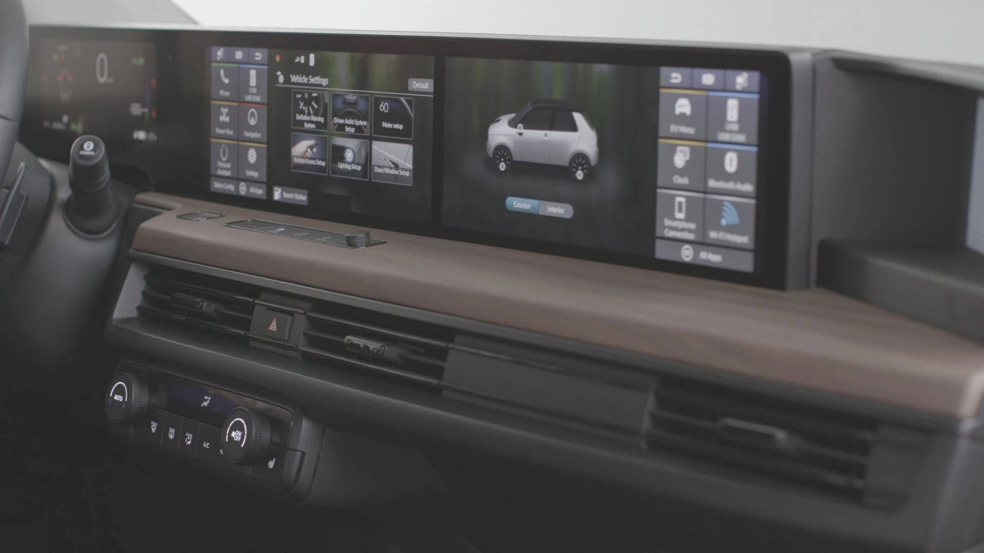 A full suite of entertainment options are built in to the dash system, as well as customization options for the operation of the car itself