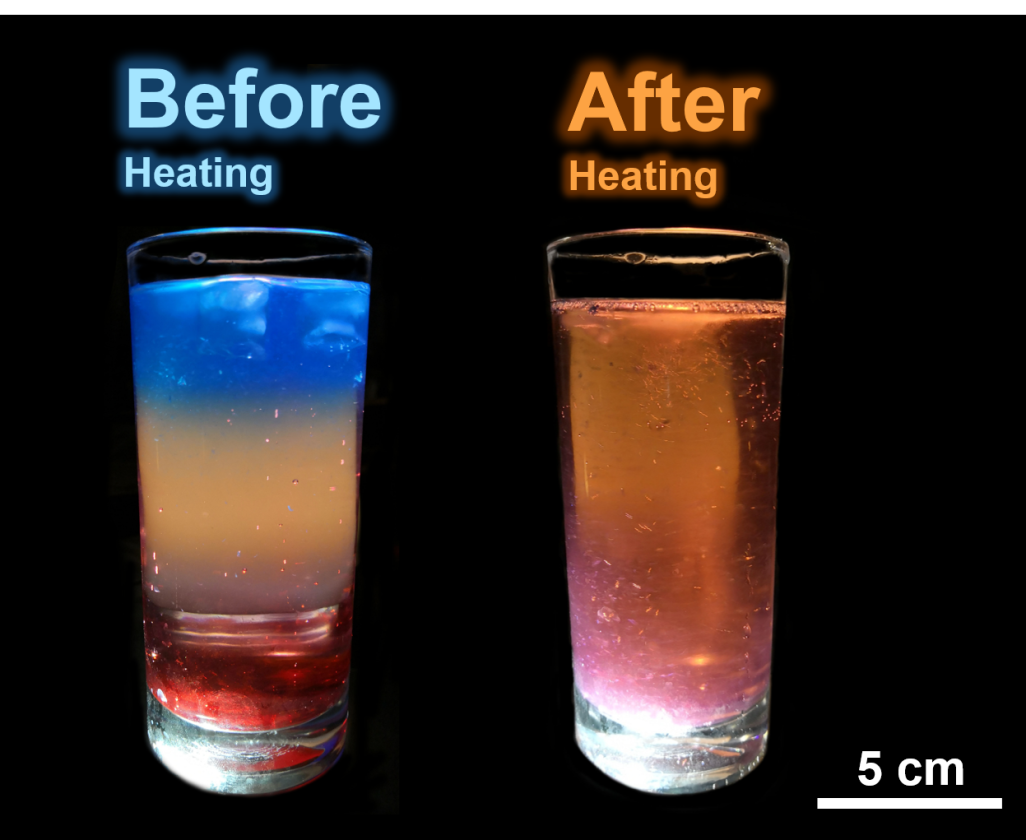 The new method was inspired by cocktails that have layers of ingredients that stay separated until stirred or heated