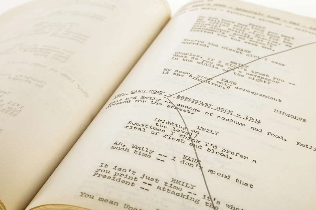 A revised shooting script for Citizen Kane complete with hand drawn scribbles was sold for $44,800