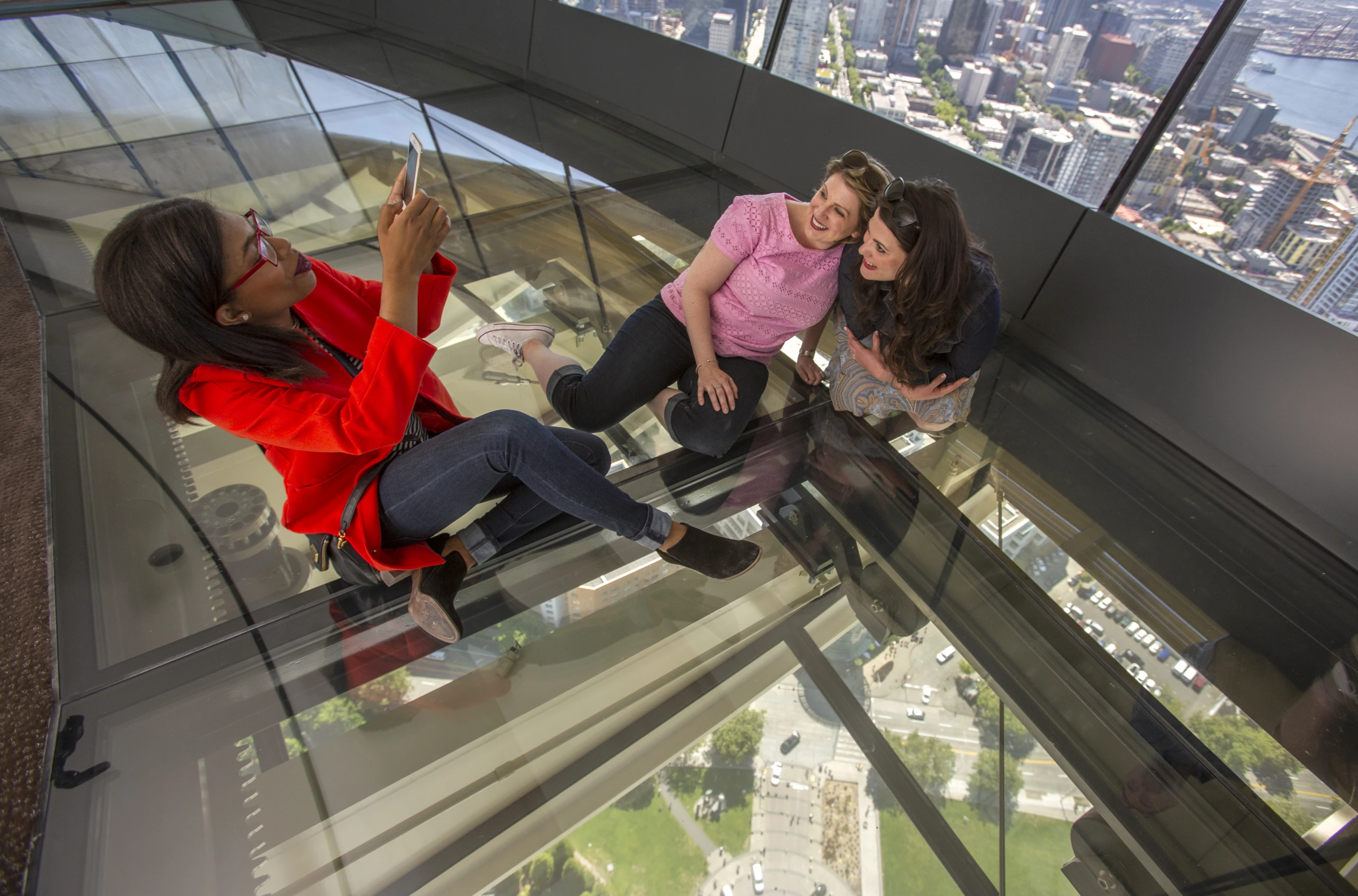 Built in 1962, the 605-ft-tall (185 m) Space Needle has become a defining figure of Seattle’s skyline