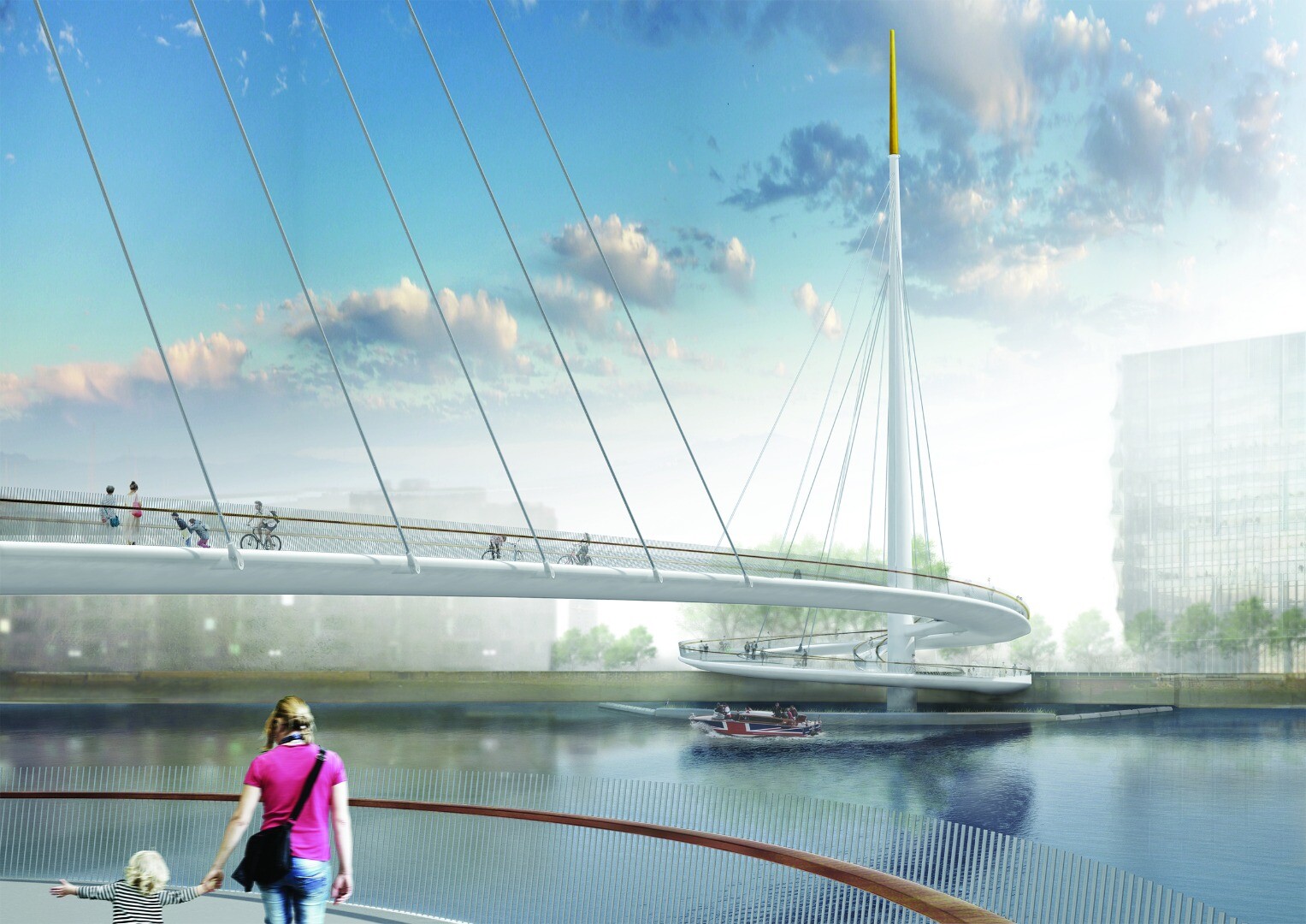 The gently looping ramps of Bystrup's Nine Elms Bridge will provide users with 360-degree views of London