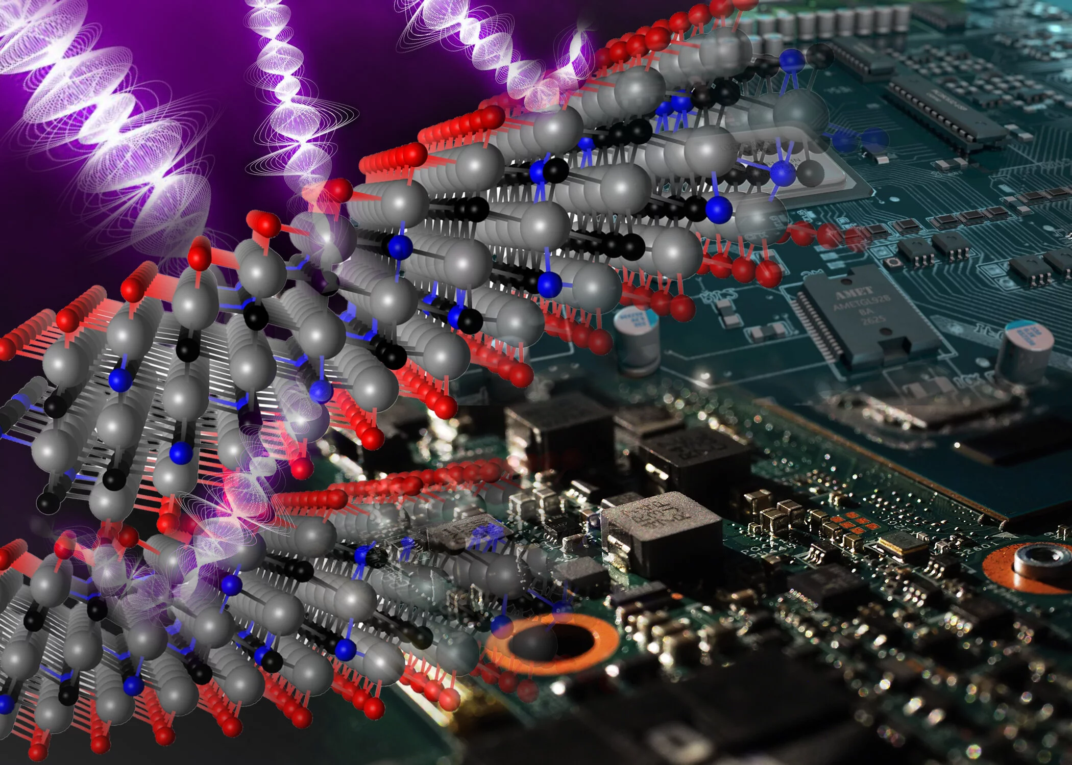 An atomic model of titanium carbonitride, shielding electronics from electromagnetic interference
