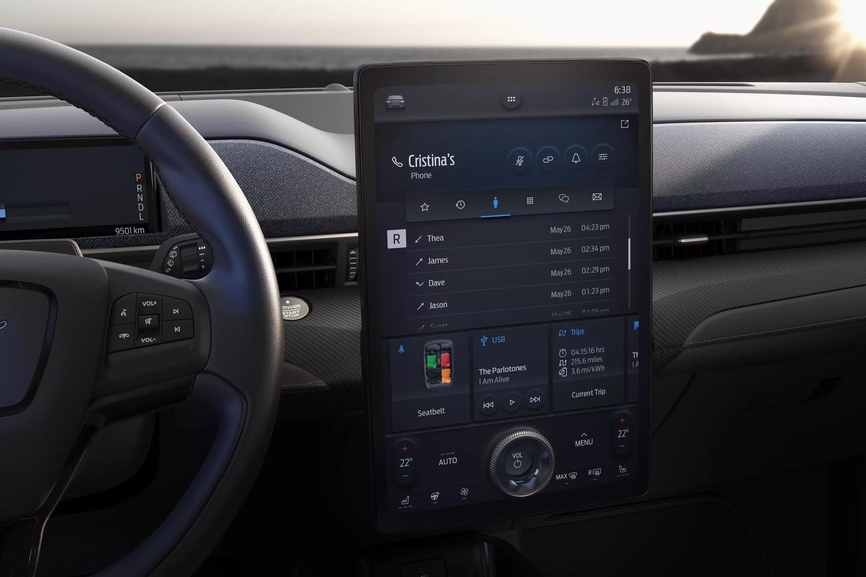 SYNC 4’s premium 15.5-inch screen and adaptive dash card interface utilizes touch, swipe and pinch controls
