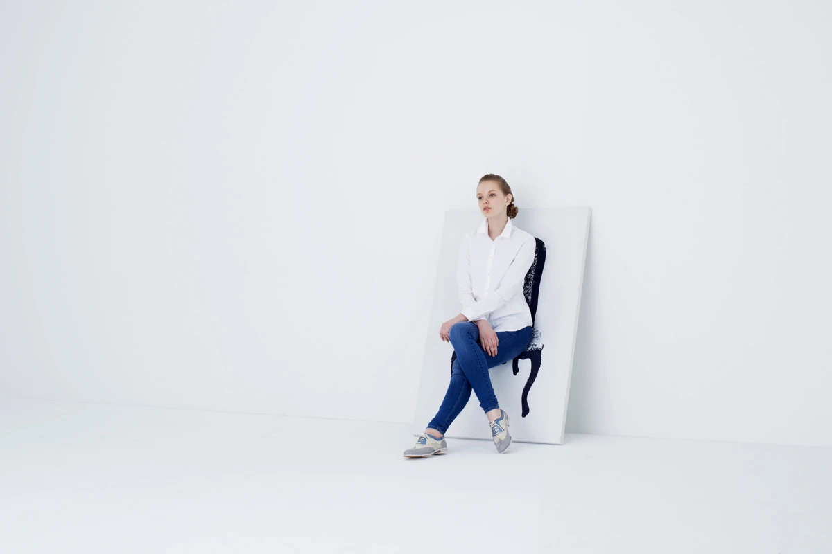 When leaned against a wall, Canvas transforms from a work of art to a piece of furniture