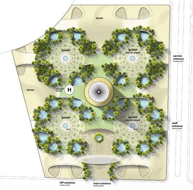 The gardens are envisaged as an oasis