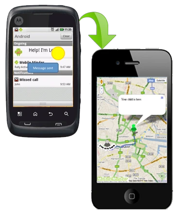 "I'm lost" button pinpoints your child on a map and gives you directions to get there