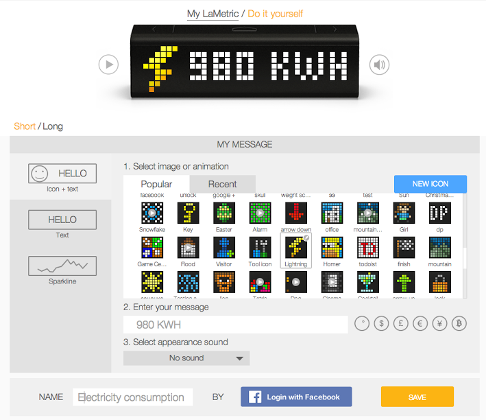 The mobile app lets you customize LaMetric to your heart's content
