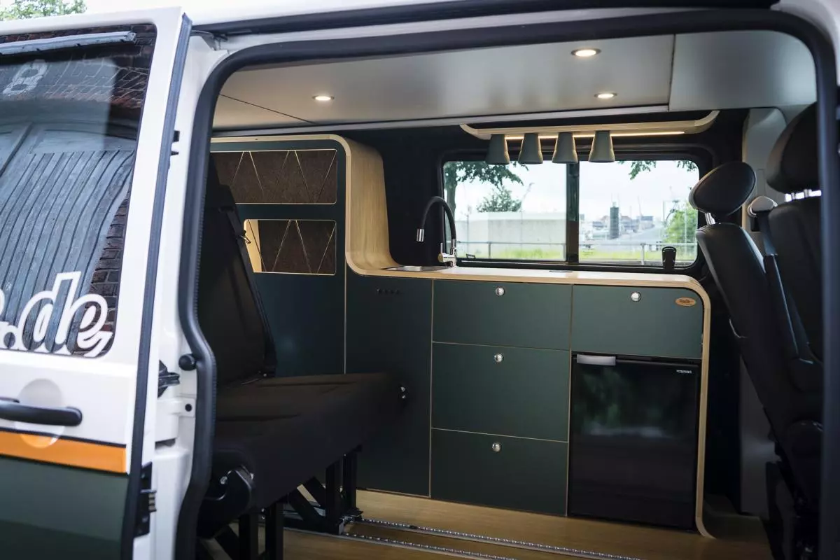 A peek at the curvy VanMe Streamline interior