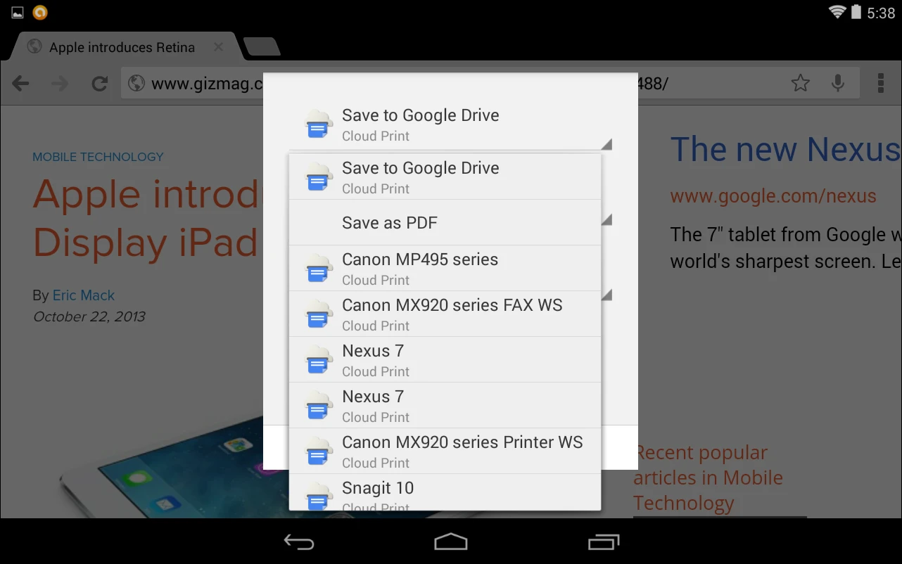 Pick the printer you want to send your document to