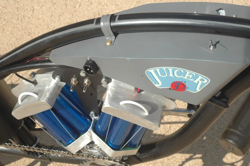 Creator's pal, Skip rides the long-range version of Juicer 36 through Manhattan Beach