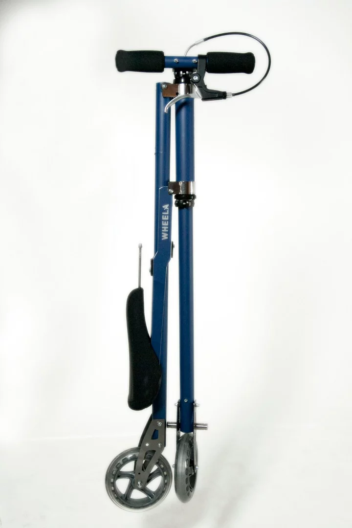 The Wheela scootbike can fit into a small space once folded