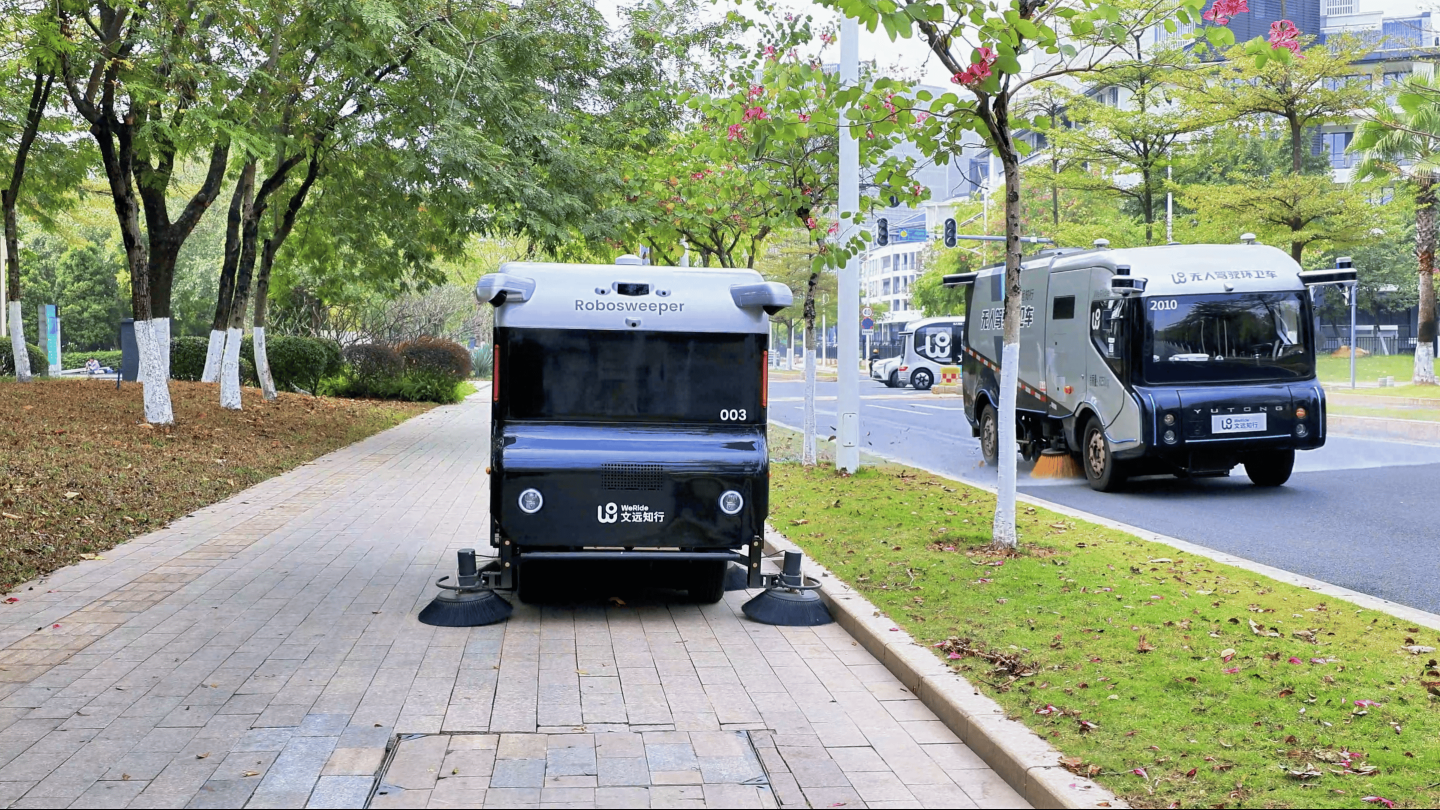 The Robosweeper S1's brushes can sweep a 120,000 m2 area for every charge of its onboard battery