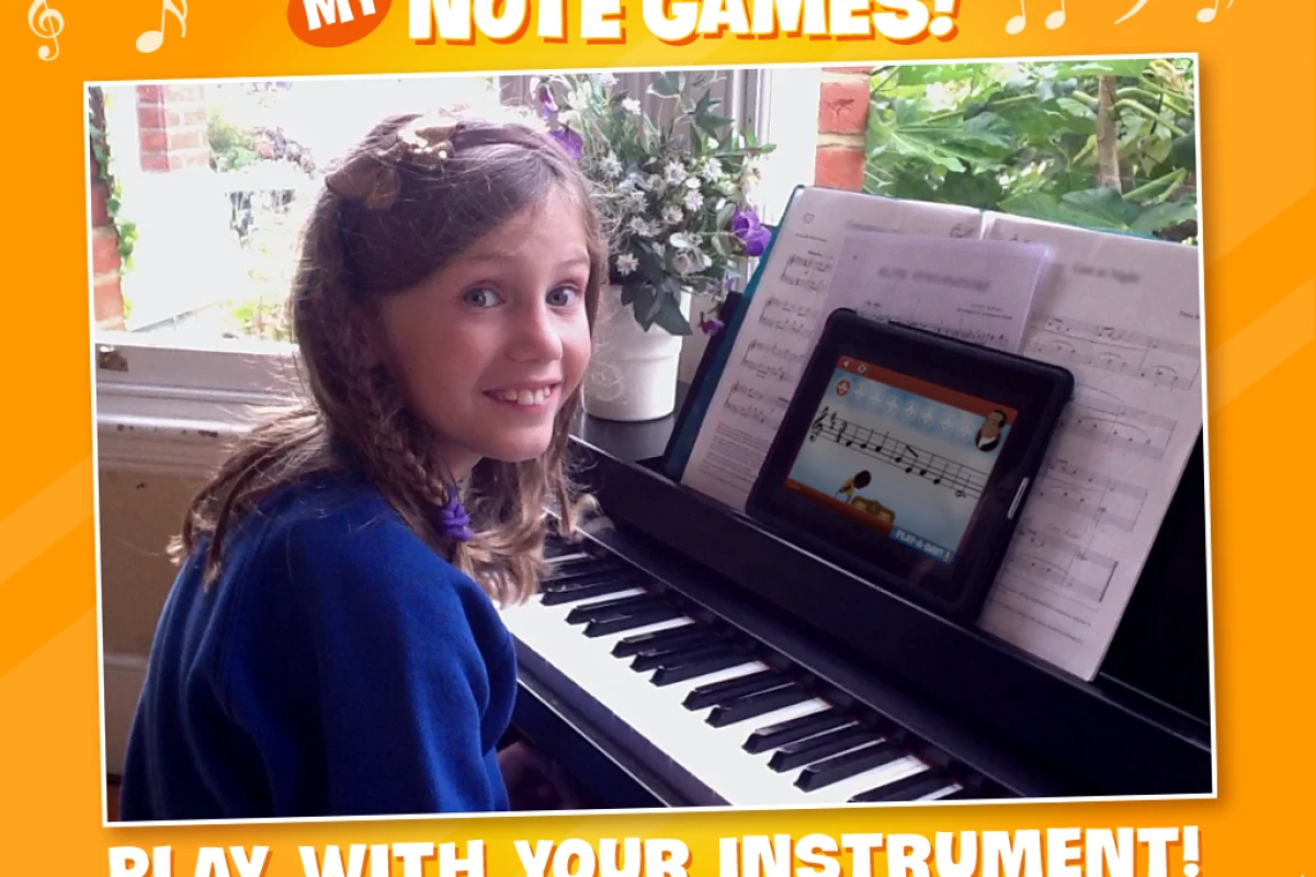 The My Note Games app uses simple games and note recognition technology to help kids develop sight reading, timing and tuneful playing skills