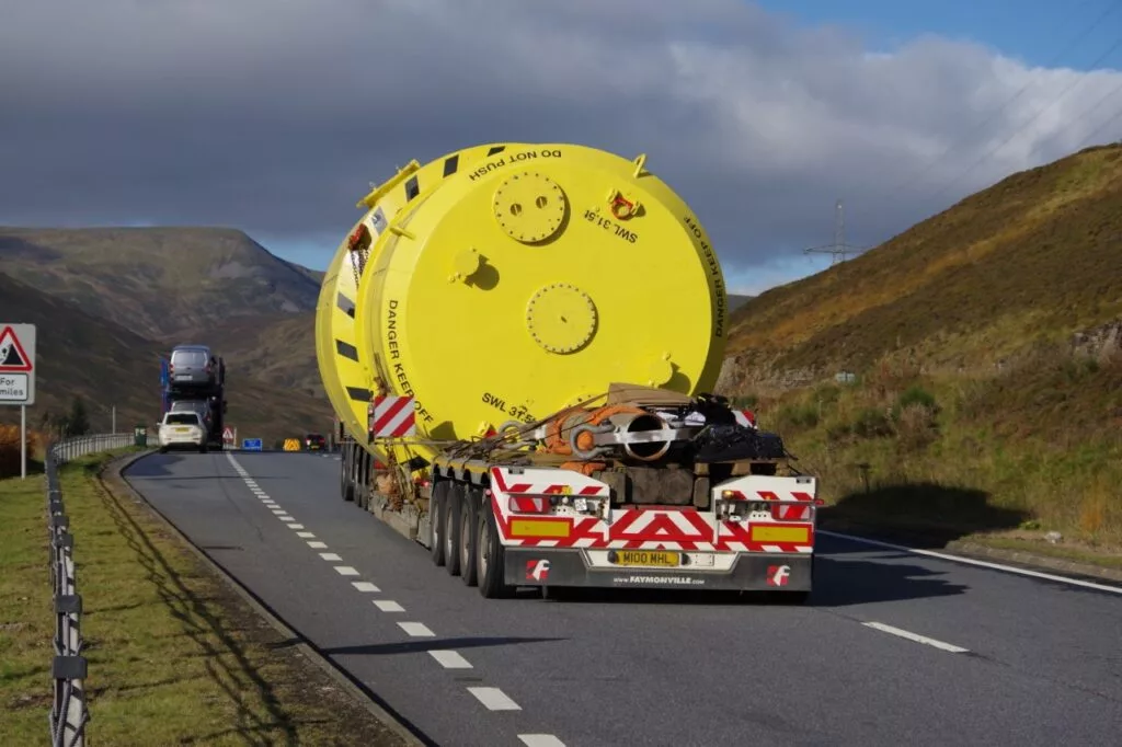 The 50-ton prototype makes quite a sight on the road