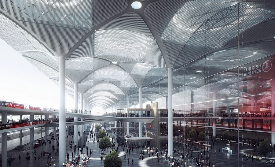 Terminal 1 at Istanbul New Airport alone will be 1,000,000 sq m (10,764,000 sq ft)